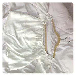 White off shoulder blouse w/ lace sleeves